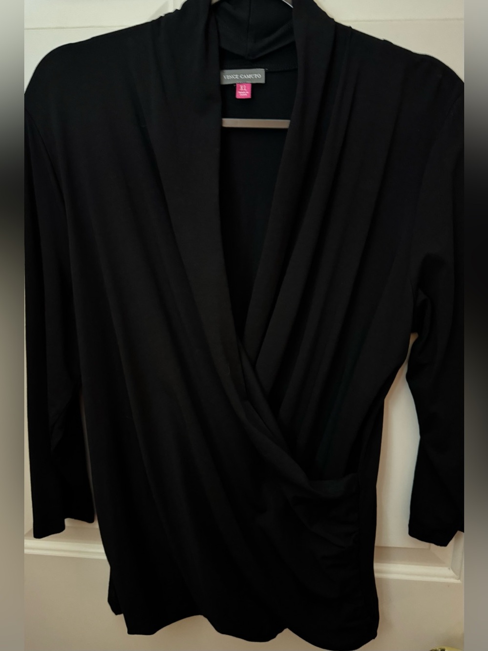 Vince Camuto Top - Draped Wrap Front Top in Black Size - XL